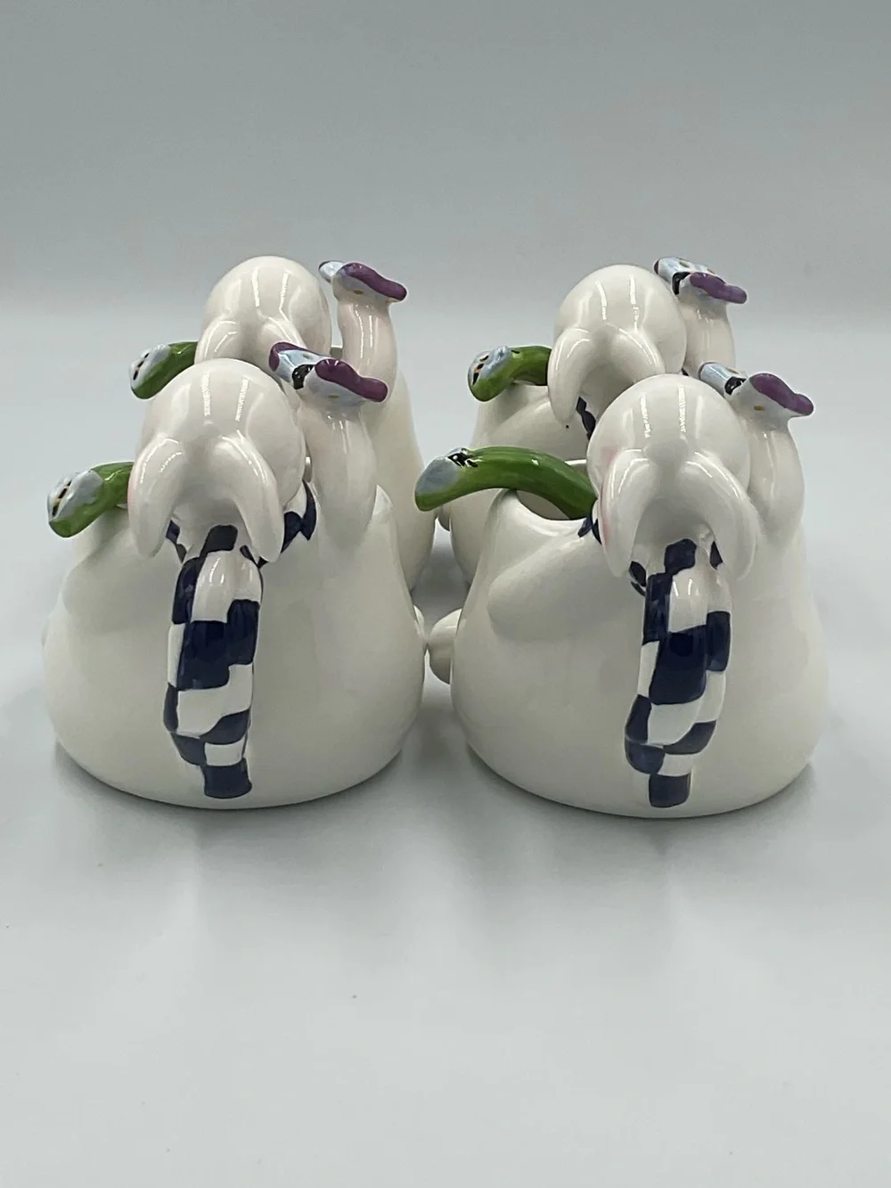 Vintage Mercuries Whimsical Spring Rabbit Teacups w/ Stirring Spoons- Set of 4